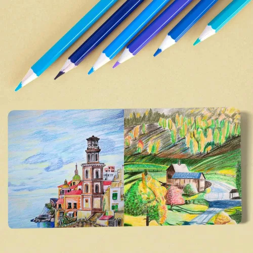 Miniatura 6 de Mifuner Cuaderno de bocetos cuadrado de tapa dura azul profundo, 4.7 x 4.7 pulgadas, 42 hojas de libro de arte de 250 GSM, papel ultra suave, ideal