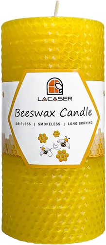 Miniatura 6 de Juego de 3 velas de pilar de cera de abejas, tamaño 3 x 6 pulgadas, 3 x 4 pulgadas y 3 x 3 pulgadas, hoja de vela de cera de abejas naturales