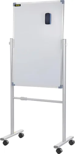 Miniatura 9 de VEVOR Pizarra blanca magnética móvil, 36 x 24 pulgadas, doble cara, pizarra de borrado en seco reversible de 360 grados, altura ajustable con marco