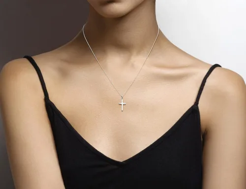 Miniatura 3 de Miabella Italian 925 Sterling Silver or 18Kt Yellow Gold Over Silver Cross Necklace for Women, Small Cross Pendant on 18 Inch Chain Made in Italy