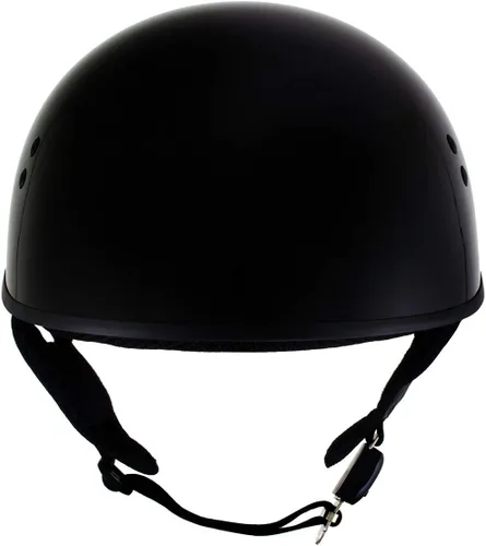 Miniatura 3 de Hot Leathers HLT68 Gloss Black The O.G. Advanced DOT Skull Cap Motorcycle Half Helmet Biker