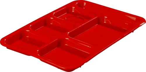 Miniatura 4 de Carlisle FoodService Products P614R05 Bandeja de polipropileno con 6 compartimentos para mano derecha, 10 x 14 pulgadas, color rojo (paquete de 2)