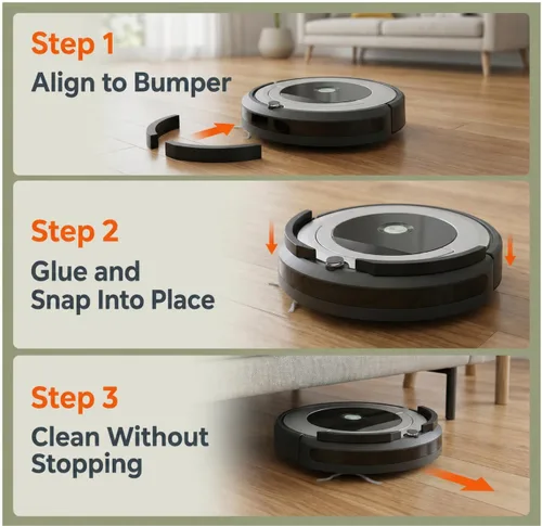 Miniatura 4 de Extensor de parachoques ajustador de altura para aspiradora Roomba Eufy, 2 piezas fabricadas con material duradero y fácil de instalar, evita que
