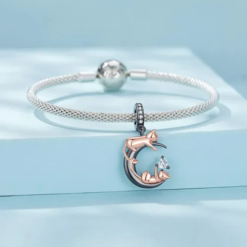 Miniatura 2 de NINGAN Dije de plata de ley 925 con diseño de animales, diseño de perro, huella de pata, gato, libélula, conejo Koi, compatible con collar