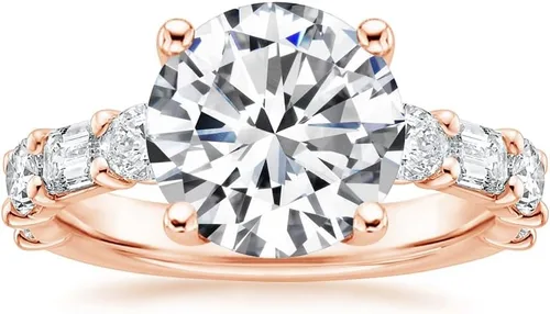 Miniatura 4 de IGI - Anillo de compromiso de diamantes creados en laboratorio de 4.0 quilates con diamantes de laboratorio redondos blancos de excelente corte