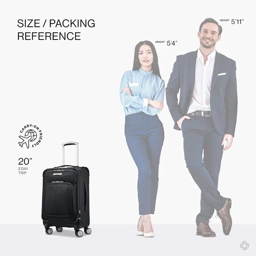 Miniatura 2 de Samsonite Solyte DLX Softside - Equipaje extensible con ruedas giratorias, Negro (Midnight black)), 123567-1548