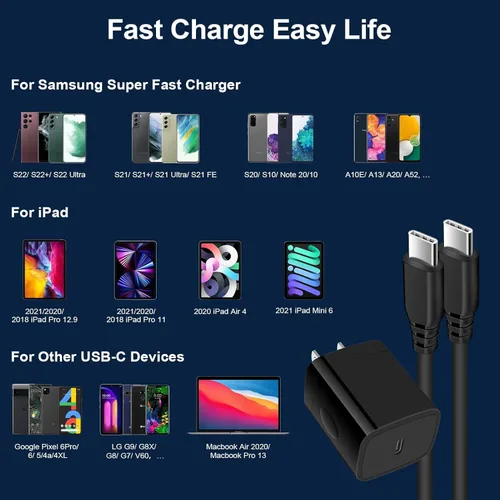 Miniatura 3 de Cargador súper rápido tipo C bloque de carga compatible con Samsung Galaxy Z Fold 7, Z Flip 7, A17, S25 Edge, S25 Ultra, S25, S25+, S24 Fe, S24 Negro