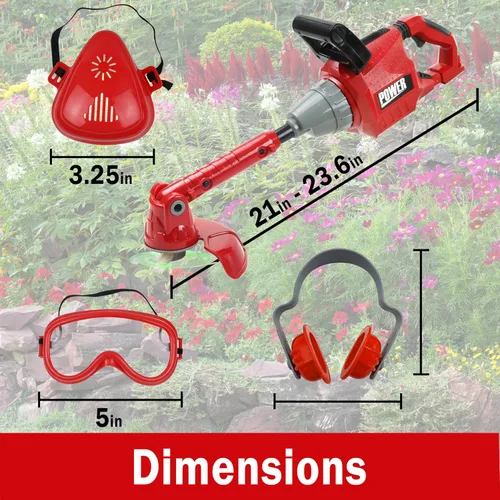 Miniatura 2 de Juguete recortador de malezas para niños pequeños, herramientas y equipos de jardinería con luces y sonidos, incluye máscara de gafas de seguridad