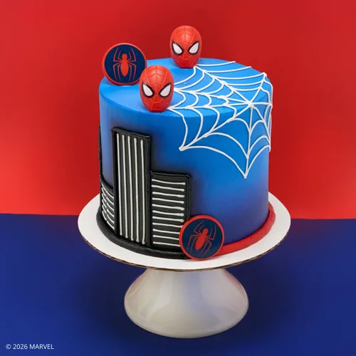Miniatura 3 de DecoPac Marvel's Spider-Man™ - Anillos de araña y máscara, decoraciones de cupcakes de Spider-Man™, adornos para pasteles rojos y azules seguros