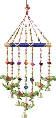 Campanillas de viento de loro coloridas Jhoomar para colgar para puerta del hogar, pared, templo, dormitorio, accesorios decorativos para fiesta,