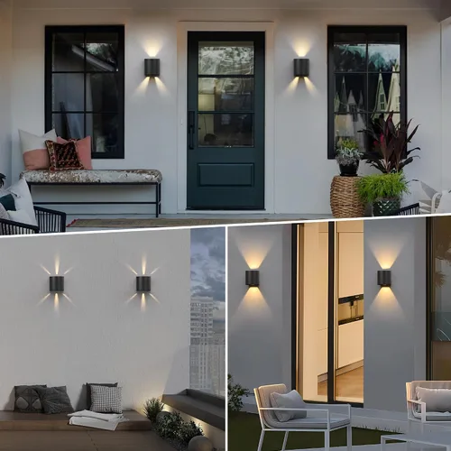 Miniatura 7 de LUTEC Paquete de 2 lámparas de pared LED ascendentes y descendentes ajustables, lámpara de pared moderna de aluminio resistente a la oxidación