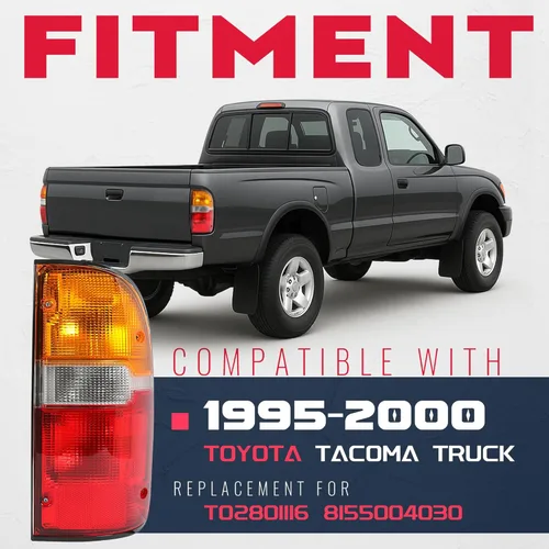 Miniatura 2 de ECOTRIC lámpara de luz trasera con bombilla(s) compatible con camioneta Toyota Tacoma 1995-2000 reemplaza TO2801116 8155004030 luz trasera trasera