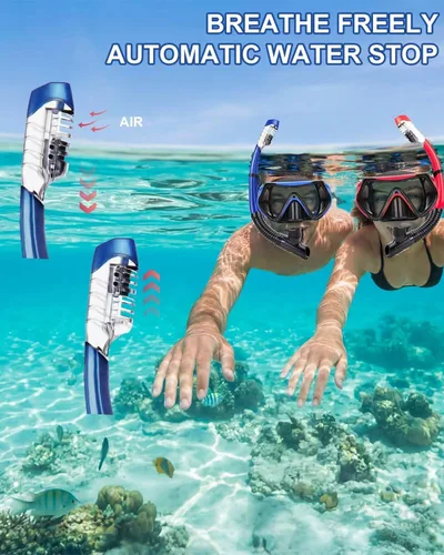 Miniatura 5 de Equipo de esnórquel para adultos, juego de máscara de esnórquel en seco, juego de máscara de buceo para adultos, máscara de buceo panorámica