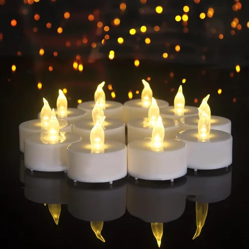 Miniatura 8 de Velas de té LED sin llama: paquete de 24 velas falsas alimentadas por batería, baterías incluidas, sin perfume, para celebración de temporada