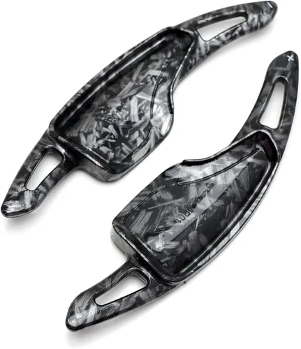 Miniatura 8 de iJDMTOY Extensiones de palanca de cambios de paleta más grandes estilo patrón de fibra de carbono forjada compatibles con Chevrolet 2014-2019 C7