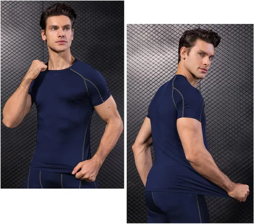 Miniatura 7 de WRAGCFM Men's Compression Shirts Short Sleeve Athletic Workout Undershirts Quick Dry Base Layer Sports T-Shirts Running Tops