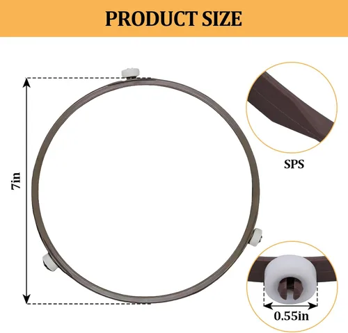 Miniatura 2 de Anillo de reemplazo para plato giratorio de microondas de 7 pulgadas, piezas de repuesto para girar microondas con 3 rodillos suaves, ajuste
