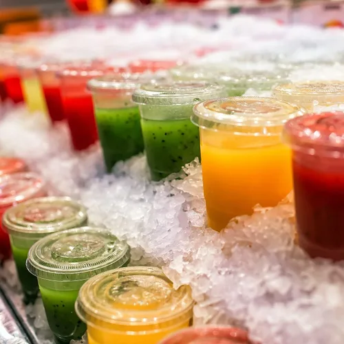 Miniatura 6 de Vasos de plástico de 8 onzas con tapas, paquete de 100 vasos transparentes desechables con tapas con ranura para popote para limonada, café, batido