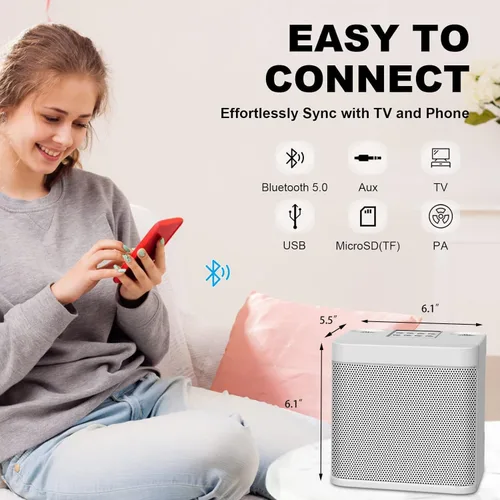Miniatura 5 de Máquina de karaoke Flyasny para adultos y niños, altavoz Bluetooth portátil con 2 micrófonos inalámbricos para TV, karaoke para cantar en fiestas