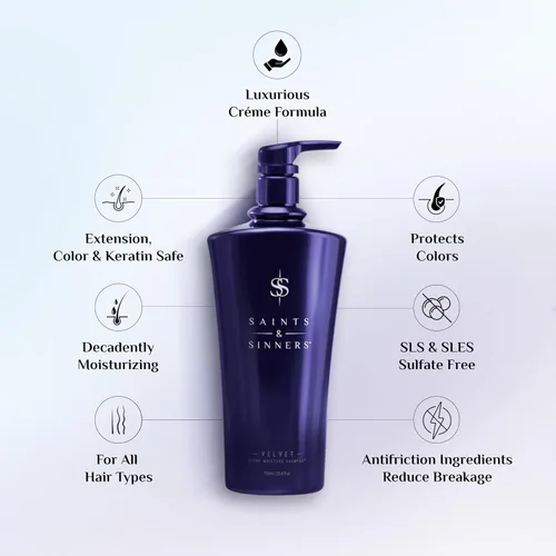 Miniatura 2 de Saints & Sinners Velvet Divine Champú Humectante para Cabello Seco Dañado Coloreado Tratado - Reparación Reponer Renovar Añadir Brillo