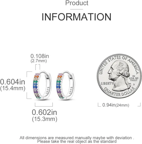 Miniatura 3 de MULA Aretes de aro de plata de ley 925 para mujer, bonitos aretes de circonita cúbica 5A