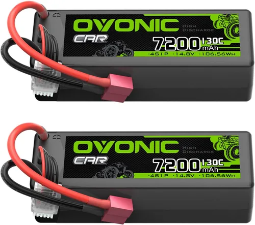 OVONIC 4S LiPo Batería 7200mAh 14.8V 130C RC Batería con Dean-Estilo T Conector