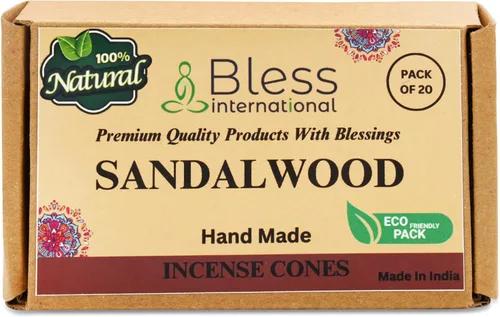 Miniatura 2 de Bless International Madera de sándalo 100% natural, conos de incienso hechos a mano, sumergidos a mano, orgánicos, sin productos químicos