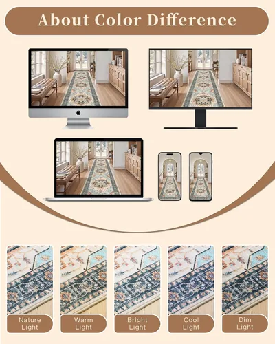 Miniatura 163 de Madane Tapete lavable de 2 x 10 pies para pasillo, cocina, recibidor, clásico, suave, antideslizante para interiores, casa de campo, baño, sala