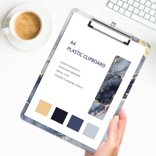 Miniatura 5 de Portapapeles de plástico A4, lindo portapapeles con clip tamaño carta estándar 9 x 12.5 pulgadas, decorativo para oficina para estudiantes, mujeres