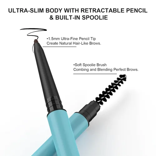 Miniatura 2 de TurritopsisD Define & Fill - Lápiz de cejas (2 unidades), color gris pardo, impermeable, de larga duración, precisión de micropunta, ultrafino, Topo