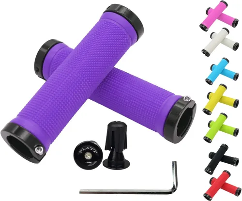 Miniatura 10 de PLATT - Puños de manillar de bicicleta con gomas de goma coloridas Puños de bicicleta cómodos para bicicletas BMX/MTB verde (Green+End Caps)