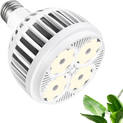 Hywyimlait Luces de cultivo para plantas de interior, espectro completo de 4000 K, bombilla para plantas de 22 W con alto PPFD, base E27, bombilla