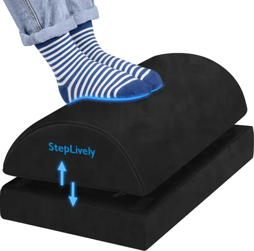Miniatura 9 de StepLively Reposapiés para debajo del escritorio en el trabajo, cómodo taburete con 2 alturas ajustables, reposapiés con cubierta lavable, para Gris