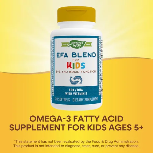 Miniatura 2 de Nature's Way EFA Blend para niños con vitamina E, apoya la función ocular y cerebral*, 120 cápsulas blandas