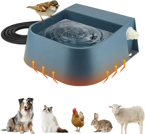 Miniatura 10 de NAMSAN Tazón pequeño con calefacción para mascotas para conejos y gatos en interiores, tazón de agua caliente de 0.6L, tazón térmico para agua