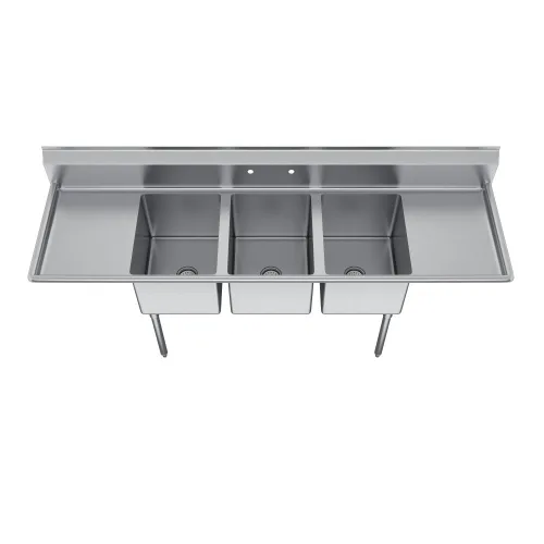 Miniatura 2 de Elkay Foodservice Fregadero de 3 compartimentos, 94 x 23.75 pulgadas OA, altura de trabajo de 36 pulgadas, cuenco de 18 x 18 pulgadas, 12 profundos