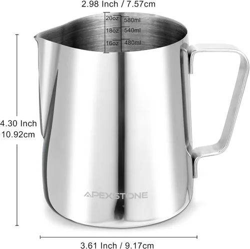 Miniatura 3 de Jarra espumadora de leche para espresso de 20 oz, Jarra de vapor para espresso de 20 oz, Taza espumadora de leche para café, Jarra de vapor