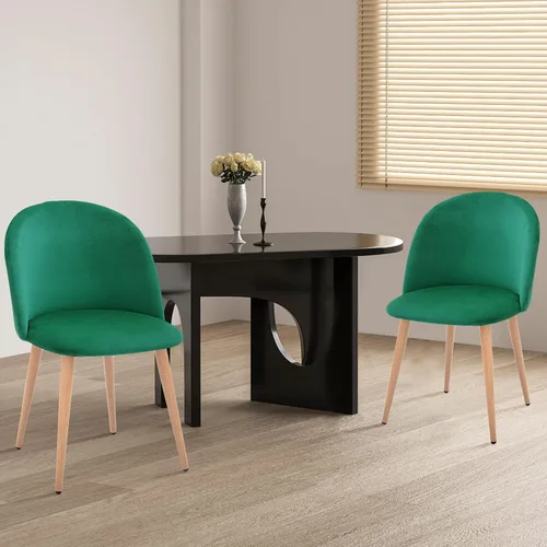 Miniatura 2 de CangLong Mid Century - Juego de 2 sillas tapizadas de terciopelo para cocina, modernas, color verde, 1