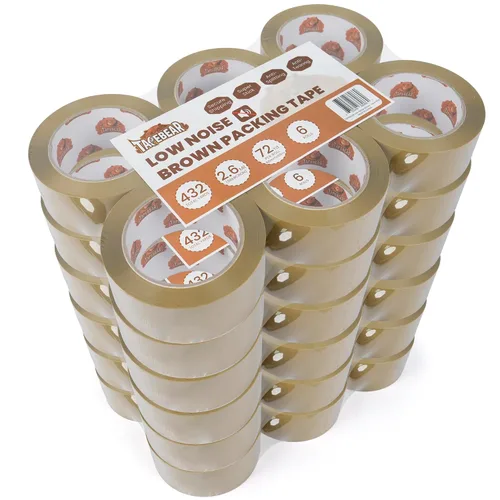 Miniatura 9 de TAPEBEAR Cinta de embalaje marrón, 12 rollos, repuestos de cinta de embalaje resistente de 1.88 pulgadas x 55 yardas para cajas, cinta marrón