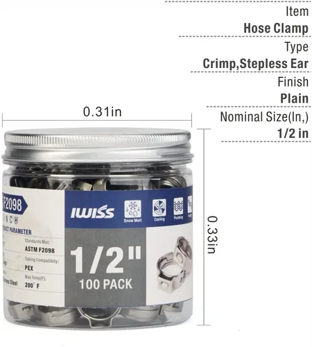 Miniatura 7 de iCrimp ICP-PC02 F2098 PEX Herramienta de abrazadera para pellizcar y cortar anillos de abrazadera PEX de acero inoxidable, 3/8 a 1 pulgada