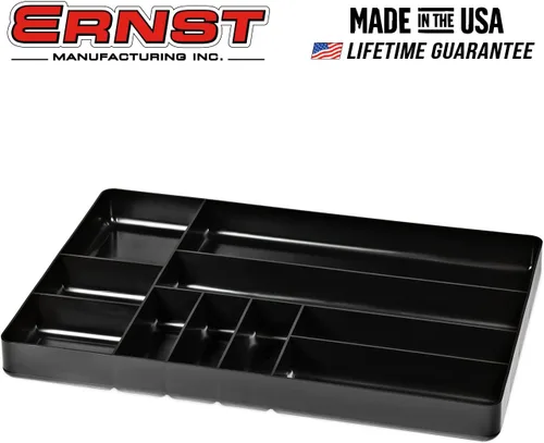 Miniatura 9 de Ernst MFG Organizador de cajones de 10 compartimentos: bandeja apilable resistente para organización de herramientas automotrices, caja de Negro