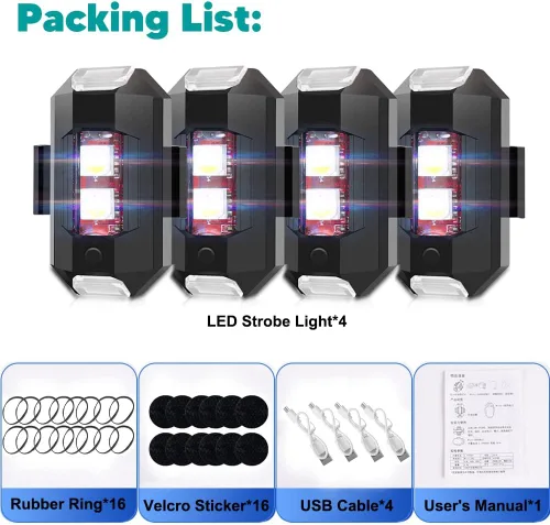 Miniatura 7 de QVEVDACAR - Luces estroboscópicas LED para dron, 7 colores, mini, USB recargable, iluminación anticolisión, luces traseras para aviones