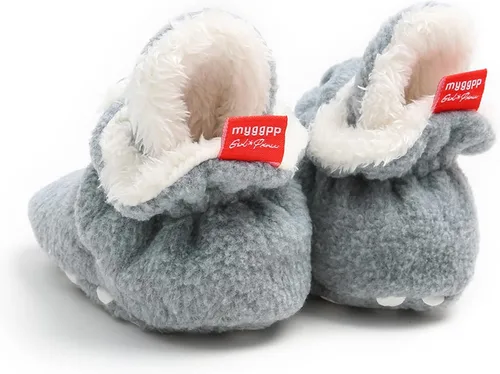 Miniatura 4 de Botas de nieve para bebés y niñas, para invierno, cálidas, para recién nacidos, zapatos antideslizantes, Gris, 12-18 meses