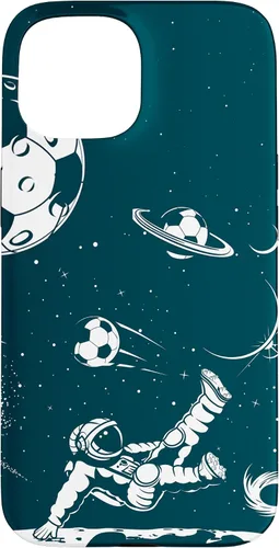 Miniatura 6 de Funda para iPhone 16 para teléfono de fútbol, amante del fútbol, jugador de fútbol espacial, funda de astronauta