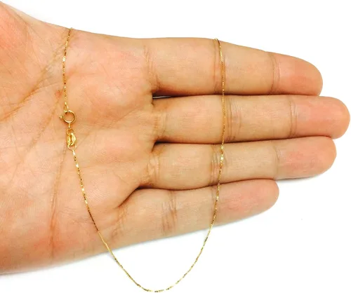 Miniatura 7 de Jewelry Affairs 10k Real Solid Gold Mirror Box Style Chain Necklace, 0.45mm