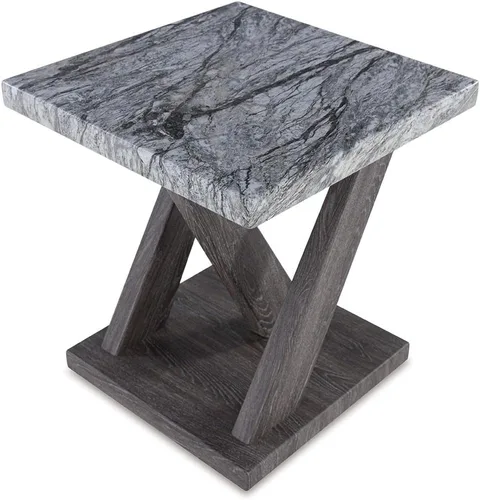 Miniatura 7 de Signature Design by Ashley Bensonale - Juego de mesa ocasional contemporánea con tapa de mármol sintético y ruedas, juego de 3, gris y marrón oscuro