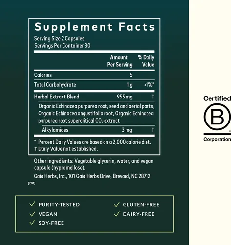 Miniatura 3 de Gaia Herbs Echinacea Supreme - Suplemento de apoyo inmunológico - Mezcla de equinácea purpurea y angustifolia para apoyar el sistema inmunológico*