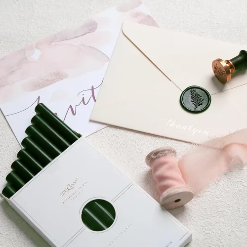 Miniatura 6 de UNIQOOO - Barras de cera verde de abeto navideño para sello de cera con pistola de pegamento - Ideal para invitaciones de boda, sobres de tarjetas