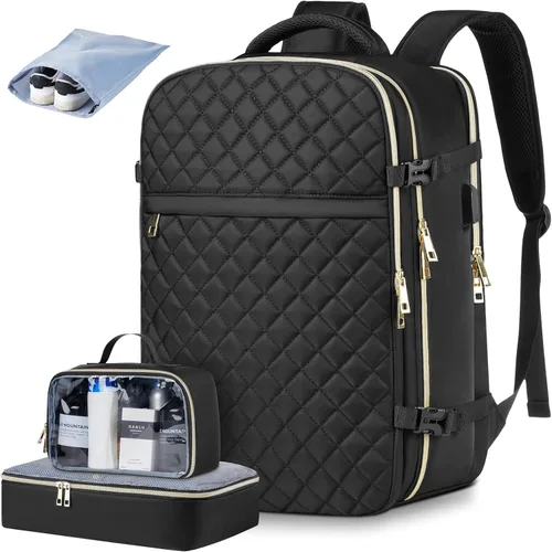 Miniatura 12 de MOMUVO Mochila de viaje para mujer, mochila de mano aprobada por aerolíneas, mochila para laptop de 15.6 pulgadas con puerto de carga USB, mochila