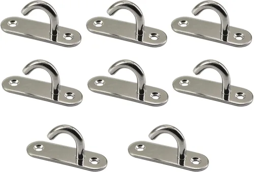 8 ganchos de techo de acero inoxidable M5 304, ganchos abiertos, placa de ojo, ganchos de montaje en pared, accesorios para cubierta marina de barco